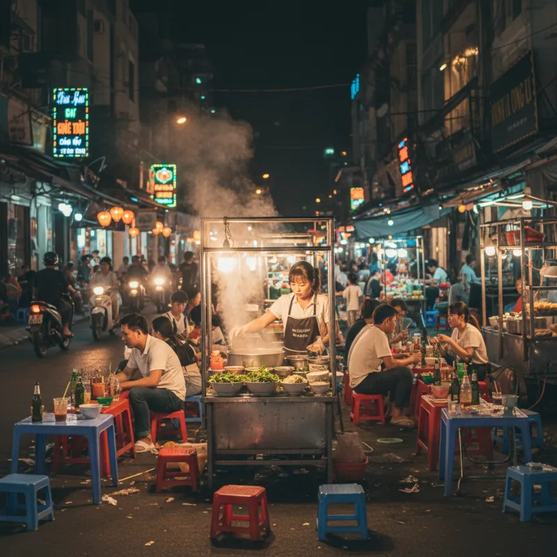 ホーチミンの深夜屋台の風景